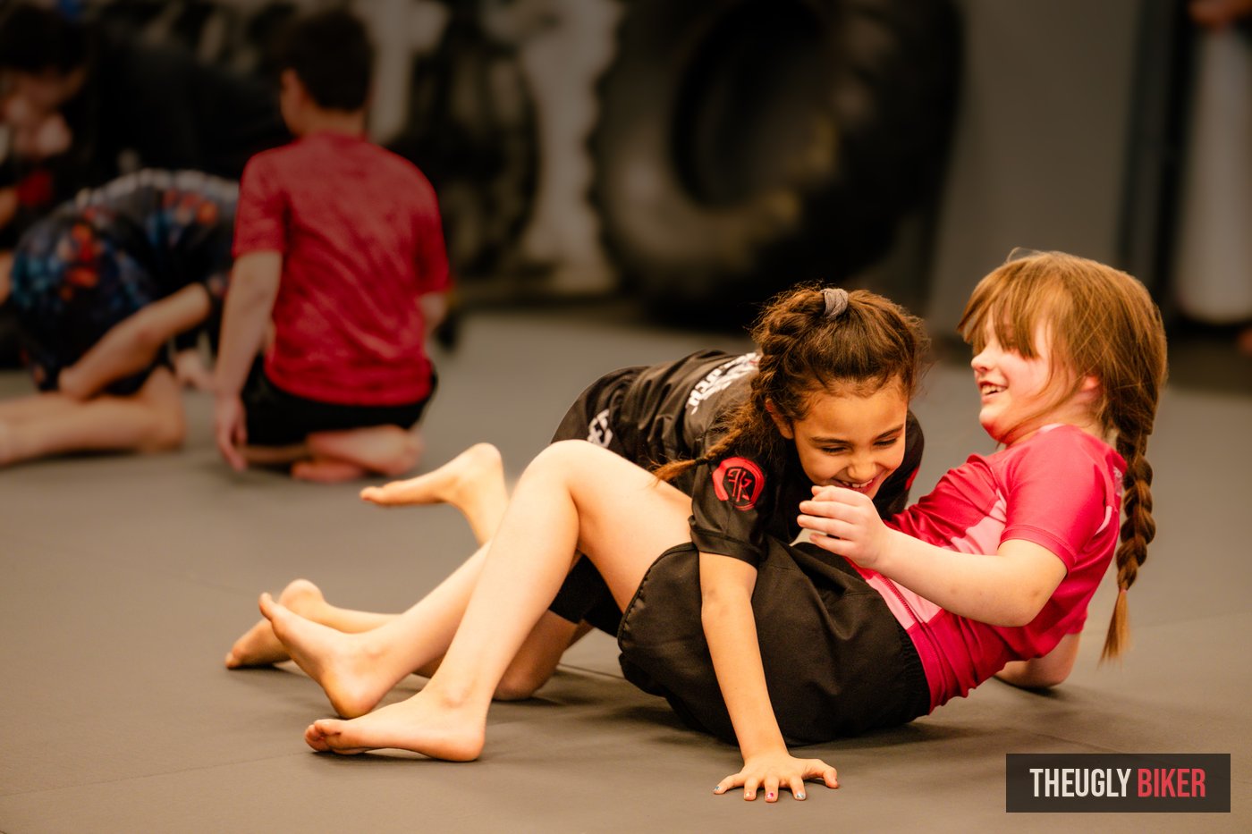 Kids BJJ training in gym